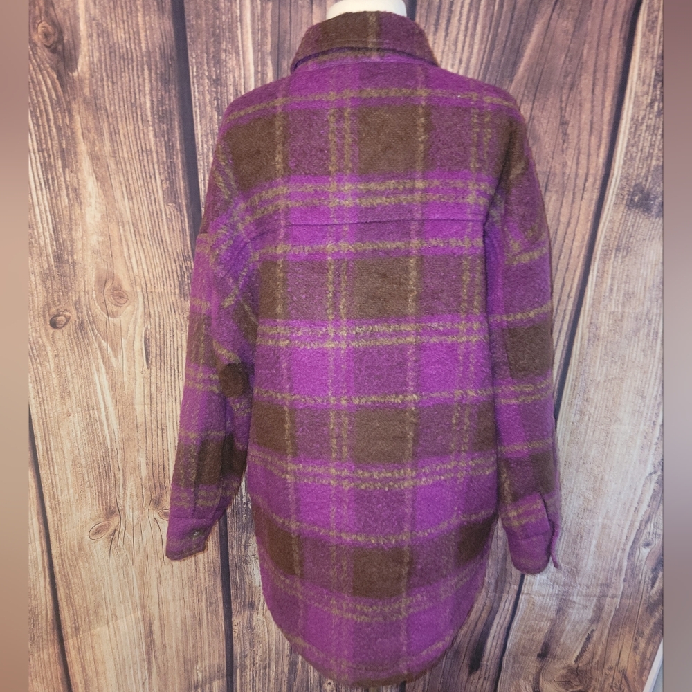 Good American Shacket Size 1/2(S/M) Pop Thistle Large Plaid - Picture 4 of 10